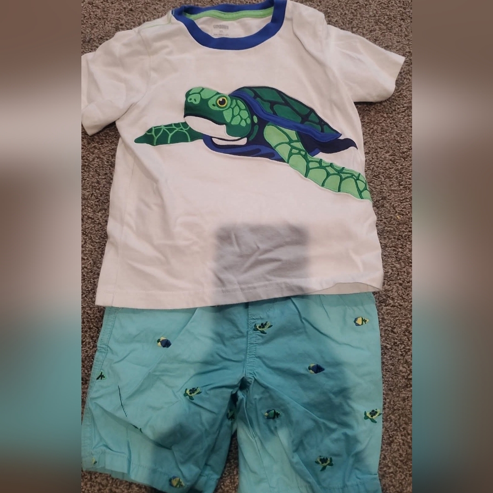 Gymboree White and Blue Turtle Kids Matching Set
